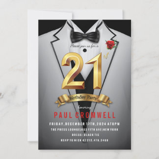 21. Geburtstag Tuxedo Einladung