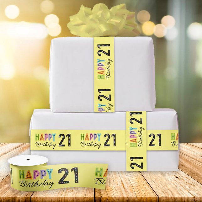 21. Geburtstag Typografie Ribbon Satinband (Von Creator hochgeladen)