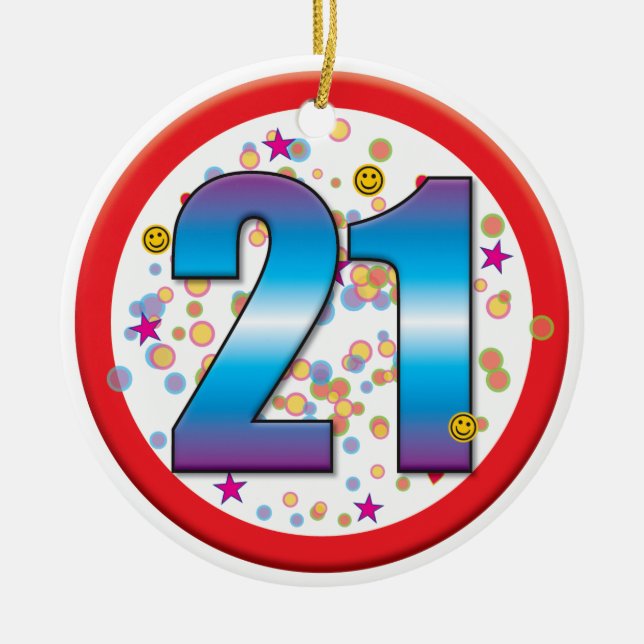 21. Geburtstag v2 Keramikornament (Vorne)