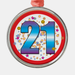 21. Geburtstag v2 Ornament Aus Metall