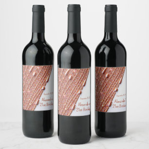 21. Geburtstag Weinetiketten Rose Gold Glitzer Tro Weinetikett
