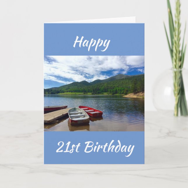 **21. GEBURTSTAG** WISHES LAKE STIL KARTE (Vorderseite)