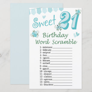 21. Geburtstag Word Scramble Game