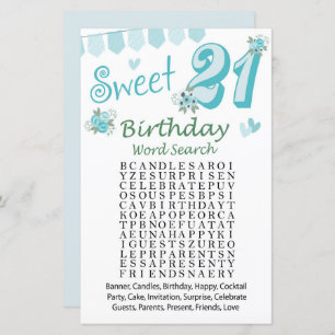 21. Geburtstag Word Search Game