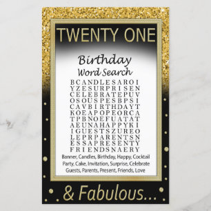 21. Geburtstag Word Search Game
