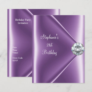 21. Geburtstags-Lila-Mauve-Diamant-Juwel 2 Einladung