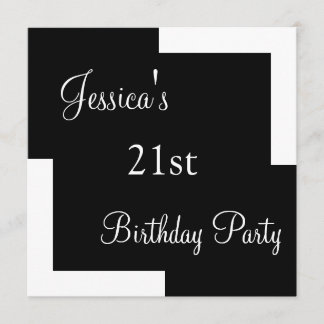21. Geburtstags-Party-einfaches Schwarzes u. Weiß Einladung