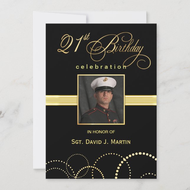 21. Geburtstags-Party Einladung - Foto optional (Vorderseite)