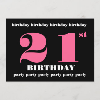 21. Geburtstags-Party Einladungs-Rosa-Schwarzes Einladung