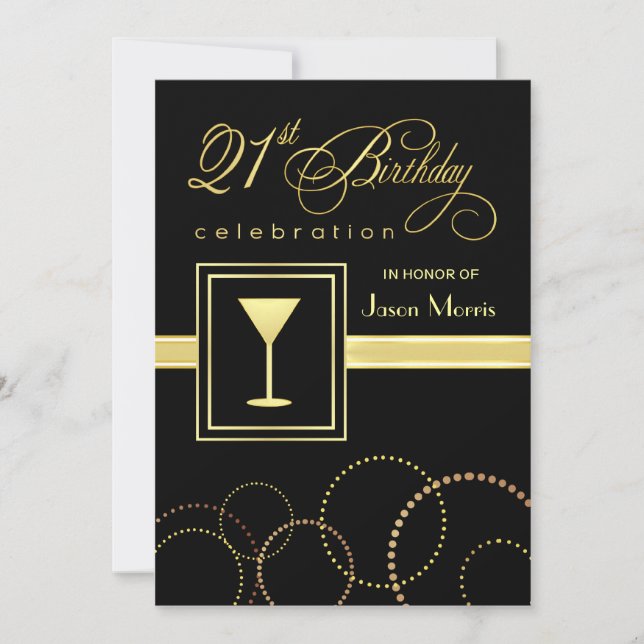 21. Geburtstags-Party-elegante Einladung (Vorderseite)