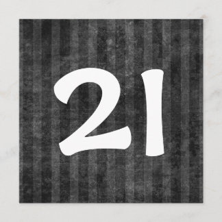 21. Geburtstags-Party-Holzkohle Stripes W1078 Einladung