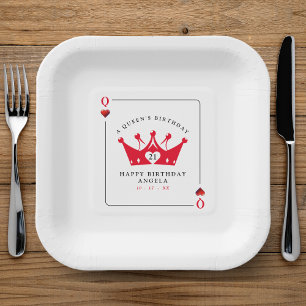 21. Geburtstags Queen of Hearts Casino Poker Card Pappteller