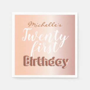21. Geburtstags-Rose Gold-Ballon-Text Serviette