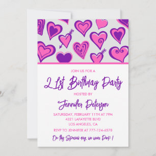 21. Geburtstagseinladungen Glam Pink Herz Einladung