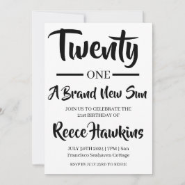 21. Geburtstagseinladungen modern schwarz-weiß Einladung
