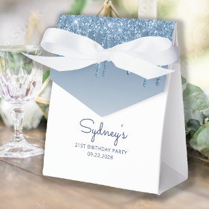 21. Geburtstagsfeier Blaues Glitter-Drip-Script Geschenkschachtel