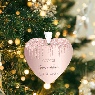 21. Geburtstagsfeier Dekor Rose Gold Glitzer Ornament