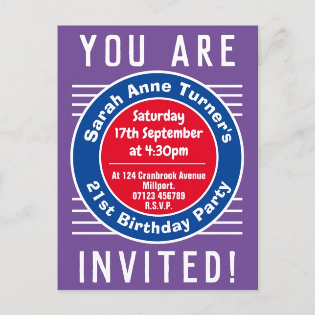 21. Geburtstagsfeier Party Einladung (Vorderseite)