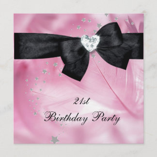 21. Geburtstagsfeier Pink Schwarz Weiß Einladung