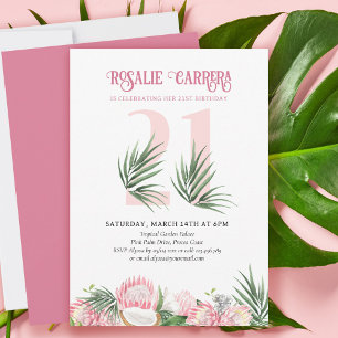 21. Geburtstagsfeier Tropical Pink Protea Nummer 2 Einladung