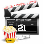 21. Geburtstagsfilm-Party Freistehende Fotoskulptur<br><div class="desc">T - Shirt und Geschenke zum 21. Geburtstag zum Thema 21. Geburtstag Party. 21. Geburtstagsfilm-T - Shirt,  Gastgeschenke,  Karten,  Briefmarke und 21. Film Geburtstagsparty Dekorationen mit Film Klapbrett,  Popcorn und Film.</div>