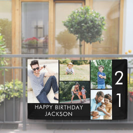 21. Geburtstagsfoto Collage 5 Bild Schwarz-weiß Banner