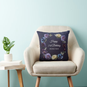 21. Geburtstagsgeschenk Custom Moody Lila Blume Kissen