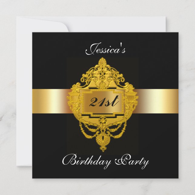 21. Geburtstagsgold der Party Einladung (Vorderseite)