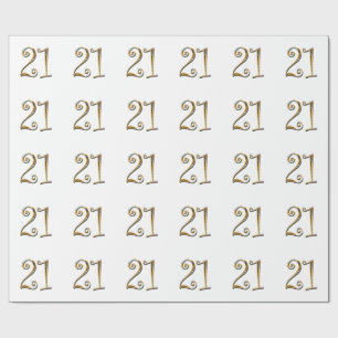 21. Geburtstagsgoldweißes elegantes Geschenkpapier