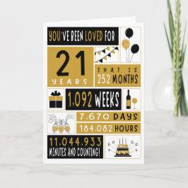 21. Geburtstagskarte, Grußkarte, Geschenkkarte Karte