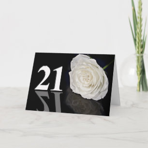 21. Geburtstagskarte mit klassisch weißer Rose Karte
