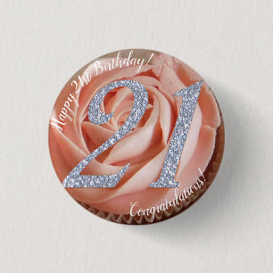 21. Geburtstagskuchen 3 cm Abzeichen Button