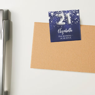 21. Geburtstagsnacht blaue Silberstars Magnet