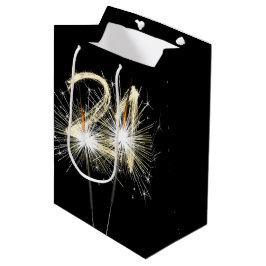 21. Geburtstagsparkler auf Black Mittlere Geschenktüte