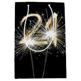 21. Geburtstagsparkler auf Black Mittlere Geschenktüte