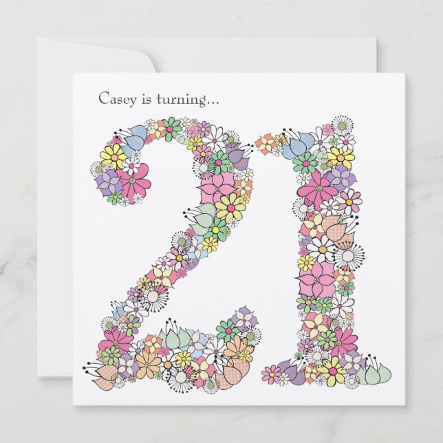 21. Geburtstagsparty der Mädchen Einladung (Vorderseite)