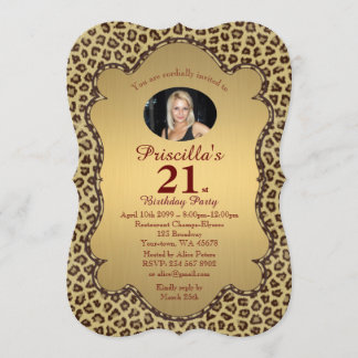21. Geburtstagsparty Frauen 21., Cheetah, Foto Einladung