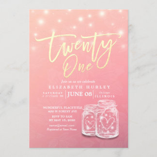 21 Geburtstagsparty Modern Mason Jars String Light Einladung