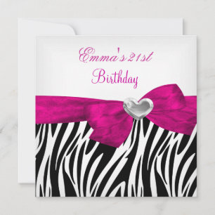 21. Geburtstagsparty Silber Rosa Schwarz Leopard 5 Einladung