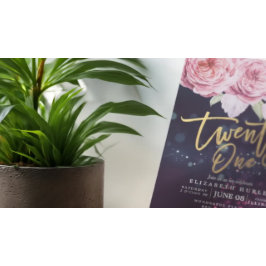 21 Geburtstagsparty Watercolor Boho Blume Feathers Einladung