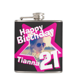 21. Geburtstagsstar Foto Girls angesagt Flasche Flachmann