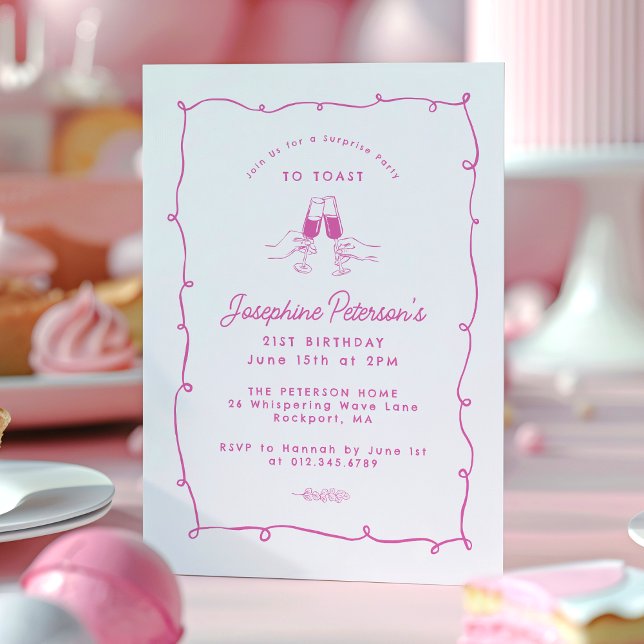 21. Geburtstagsüberraschung Party Whimsical Doodle Einladung (Von Creator hochgeladen)