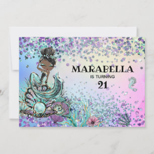 *~* 21 GLAM Rainbow Mermaid Geburtstagspartei Einladung