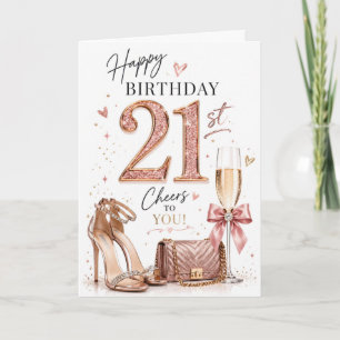21. Glamouröser weiblicher Geburtstag Karte