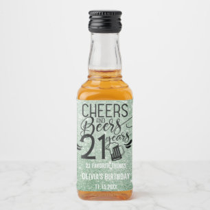 21. Glitzer Käse & Bier bis 21 Jahre Alkoholflaschenetikett