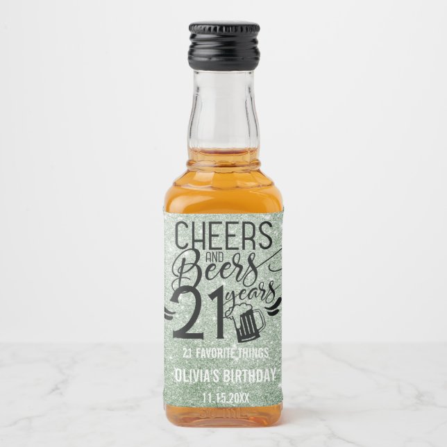 21. Glitzer | Käse & Bier bis 21 Jahre Alkoholflaschenetikett (Vorderseite)