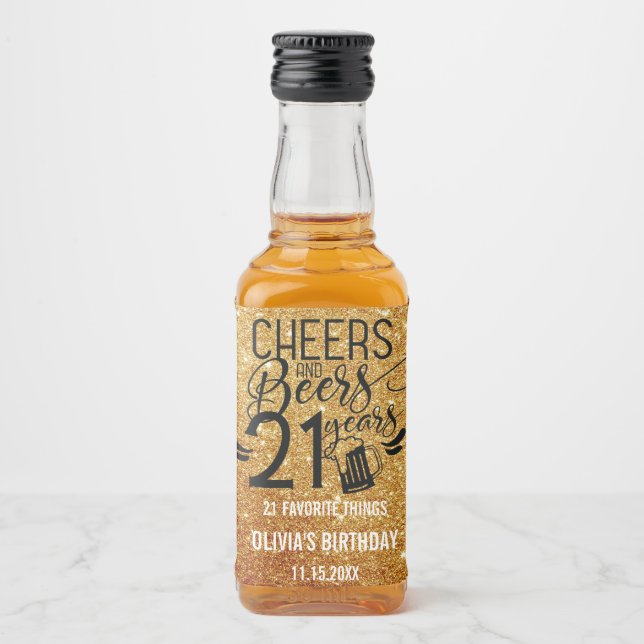 21. Glitzer | Käse & Bier bis 21 Jahre Alkoholflaschenetikett (Vorderseite)