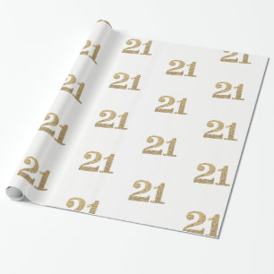 21 GOLD GLITZER NUMBER glamouröser funkelnd Geburt Geschenkpapier