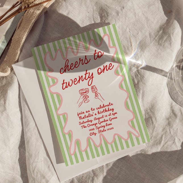 21. Handgezeichnete farbenfrohe Streifen zum Gebur Einladung (Von Creator hochgeladen)