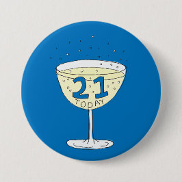 21 Heute Button Abzeichen blau 21. Geburtstag Part